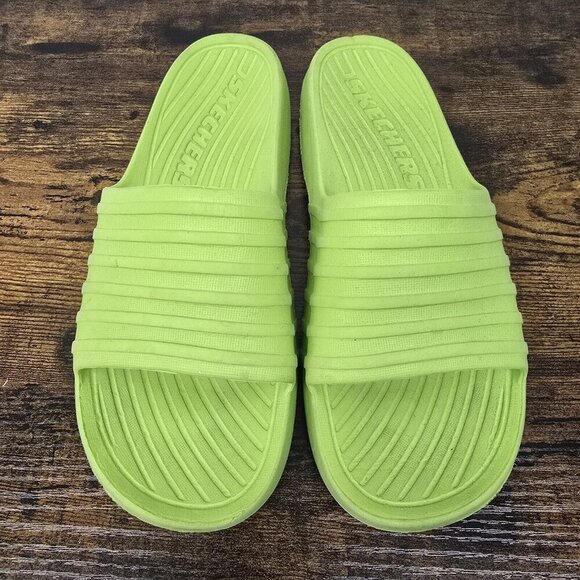 Skechers Lime Green Slides Sandals Women's Size 10 Beach Water Summer - Picture 4 of 7